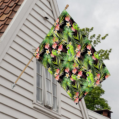 Tropical Hawaiian Parrot Pattern Print House Flag