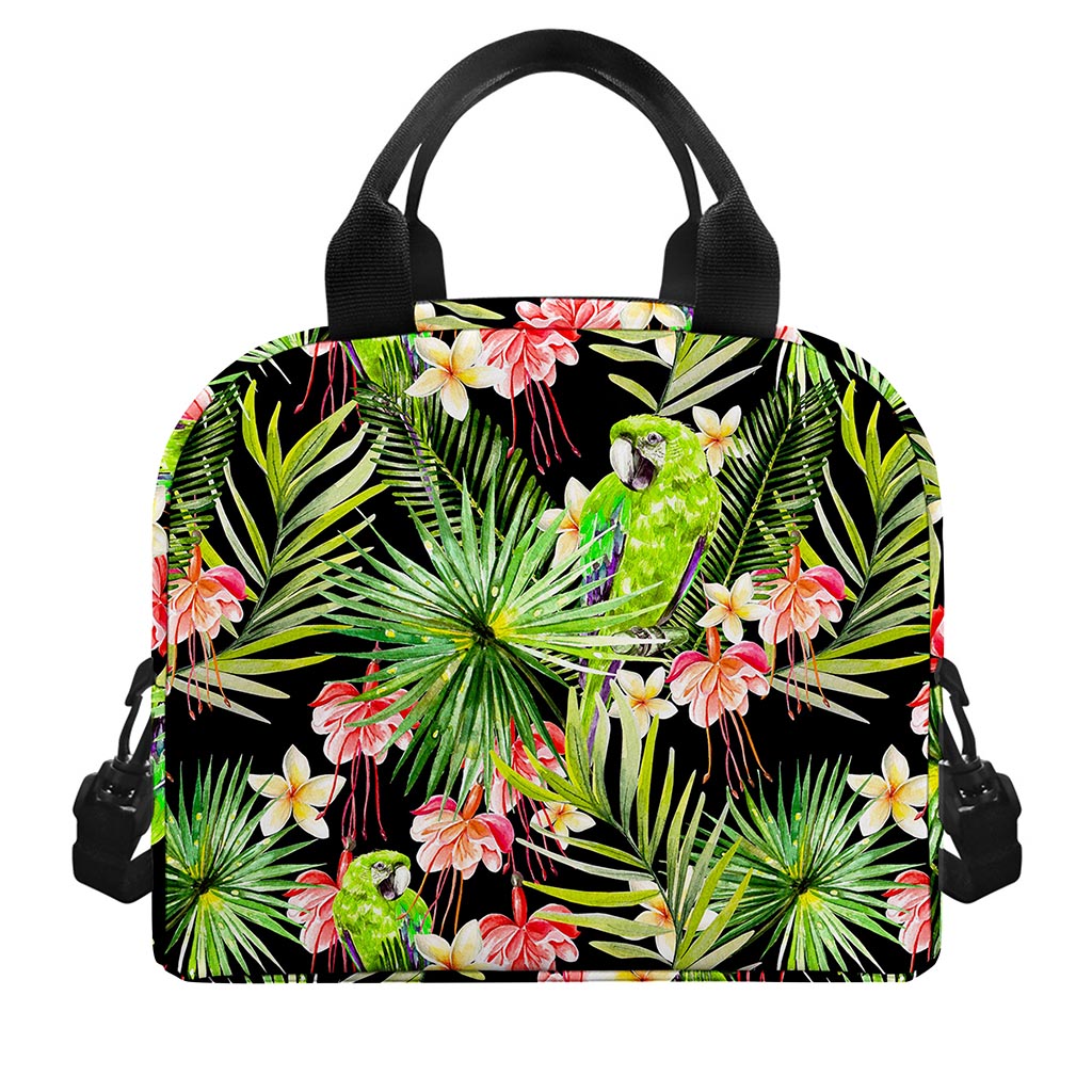 Tropical Hawaiian Parrot Pattern Print Insulated Lunch Bag