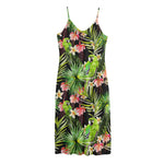 Tropical Hawaiian Parrot Pattern Print Jersey Midi Cami Dress