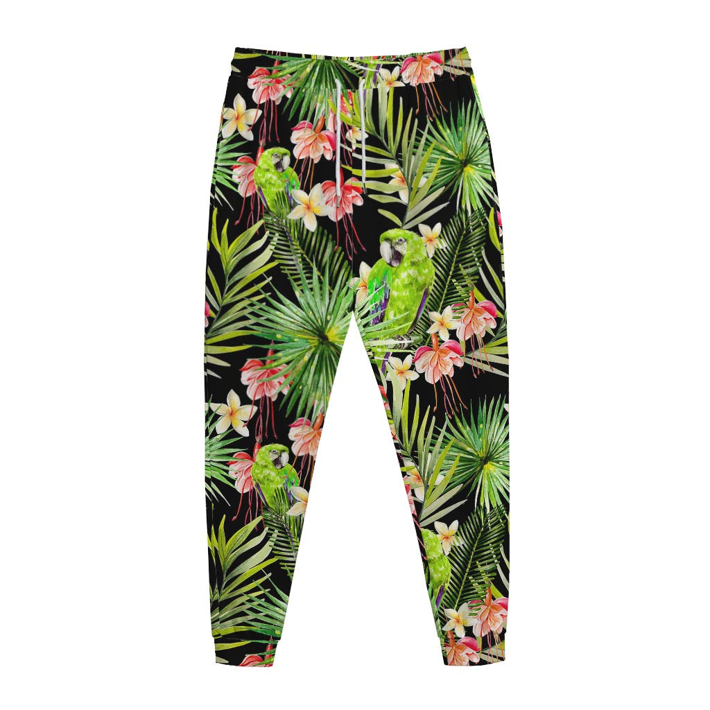 Tropical Hawaiian Parrot Pattern Print Jogger Pants