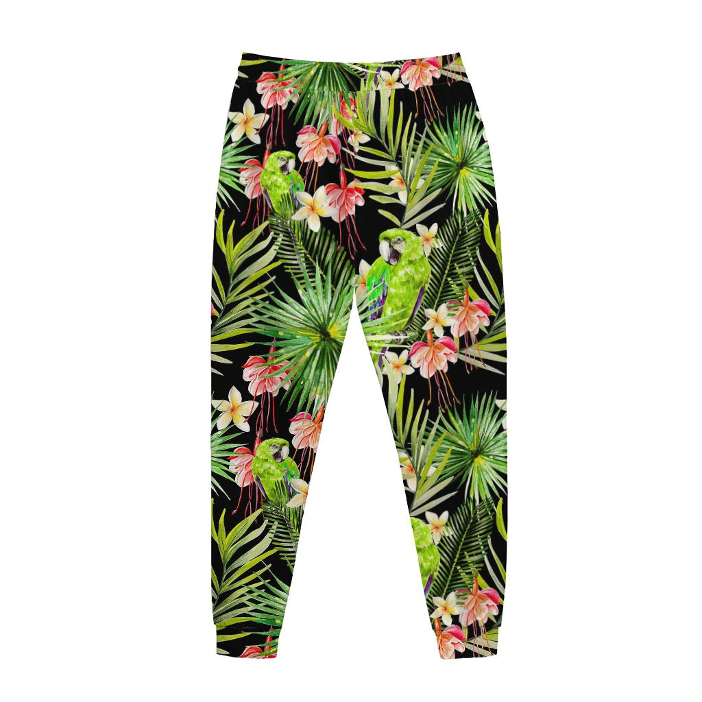 Tropical Hawaiian Parrot Pattern Print Jogger Pants