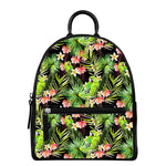Tropical Hawaiian Parrot Pattern Print Leather Backpack