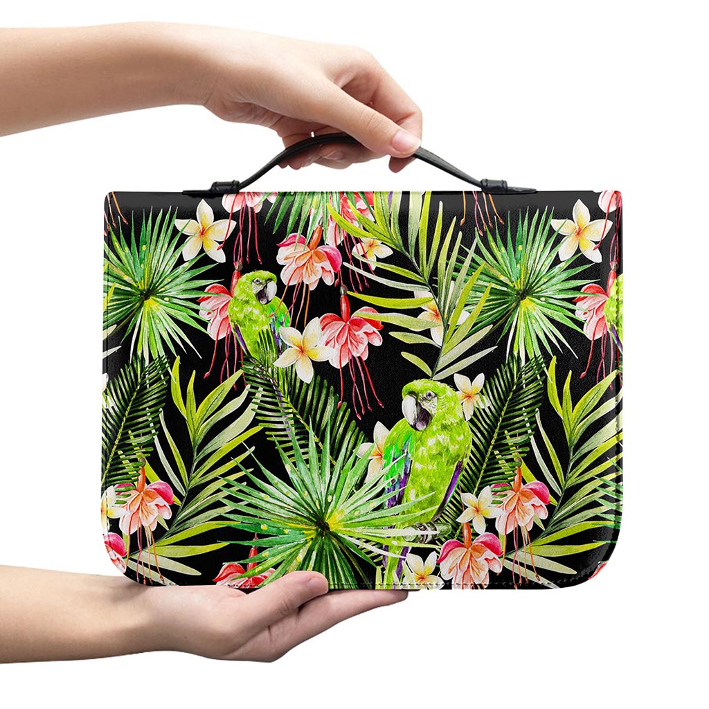 Tropical Hawaiian Parrot Pattern Print Leather Bible Cover