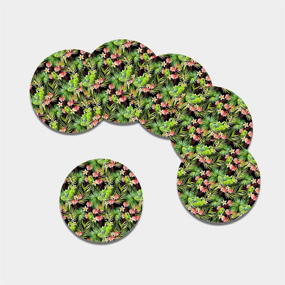 Tropical Hawaiian Parrot Pattern Print Leather Coaster Set