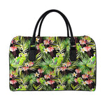 Tropical Hawaiian Parrot Pattern Print Leather Duffle Bag