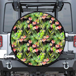 Tropical Hawaiian Parrot Pattern Print Leather Spare Tire Cover