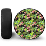 Tropical Hawaiian Parrot Pattern Print Leather Spare Tire Cover