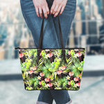Tropical Hawaiian Parrot Pattern Print Leather Tote Bag