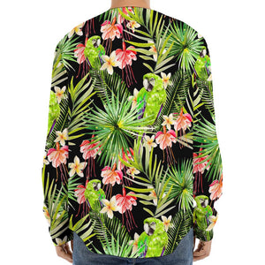 Tropical Hawaiian Parrot Pattern Print Long Sleeve Baseball Jersey