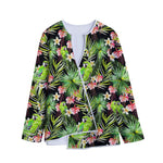 Tropical Hawaiian Parrot Pattern Print Long Sleeve Short Coat