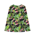 Tropical Hawaiian Parrot Pattern Print Long Sleeve Short Coat