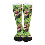 Tropical Hawaiian Parrot Pattern Print Long Socks