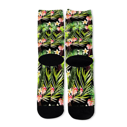 Tropical Hawaiian Parrot Pattern Print Long Socks