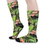 Tropical Hawaiian Parrot Pattern Print Long Socks