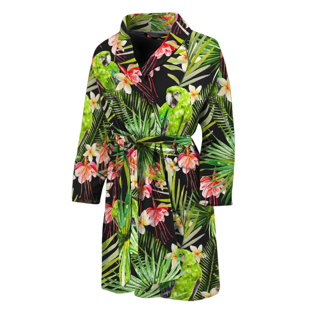 Tropical Hawaiian Parrot Pattern Print Men's Bathrobe