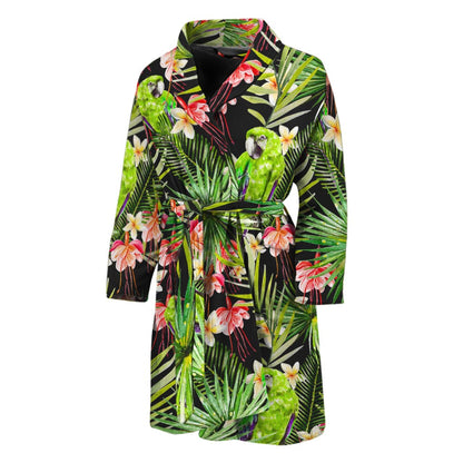 Tropical Hawaiian Parrot Pattern Print Men's Bathrobe