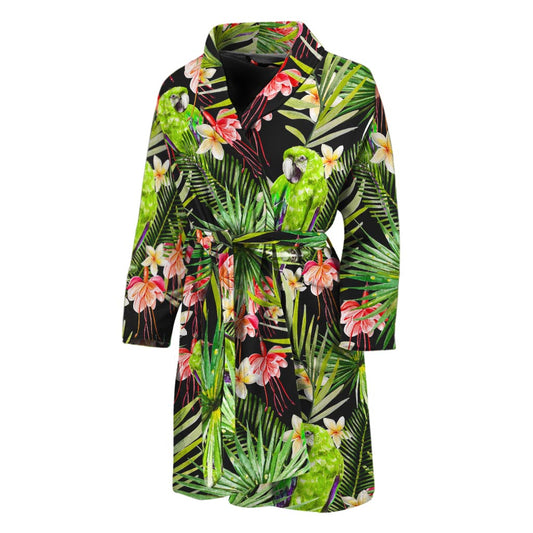 Tropical Hawaiian Parrot Pattern Print Men's Bathrobe