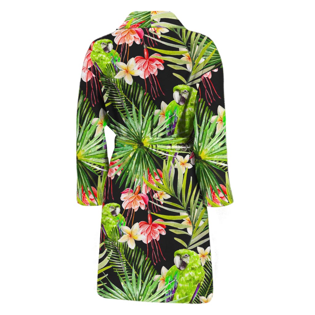 Tropical Hawaiian Parrot Pattern Print Men's Bathrobe