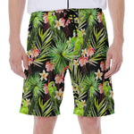 Tropical Hawaiian Parrot Pattern Print Men's Beach Shorts