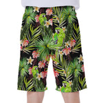 Tropical Hawaiian Parrot Pattern Print Men's Beach Shorts