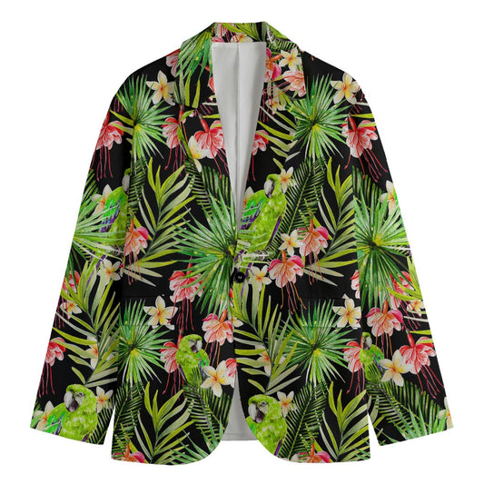Tropical Hawaiian Parrot Pattern Print Men's Blazer
