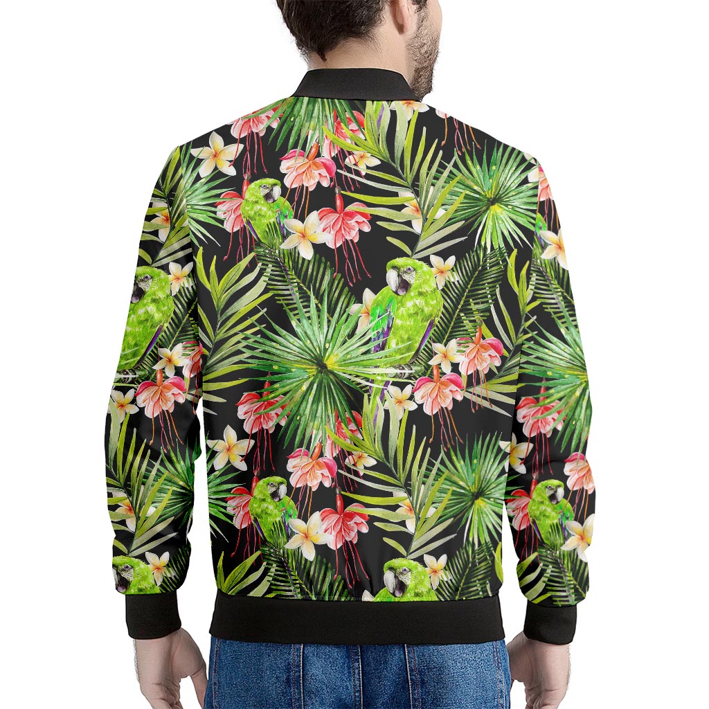 Tropical Hawaiian Parrot Pattern Print Men's Bomber Jacket