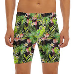 Tropical Hawaiian Parrot Pattern Print Men's Long Boxer Briefs