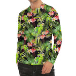 Tropical Hawaiian Parrot Pattern Print Men's Long Sleeve Rash Guard