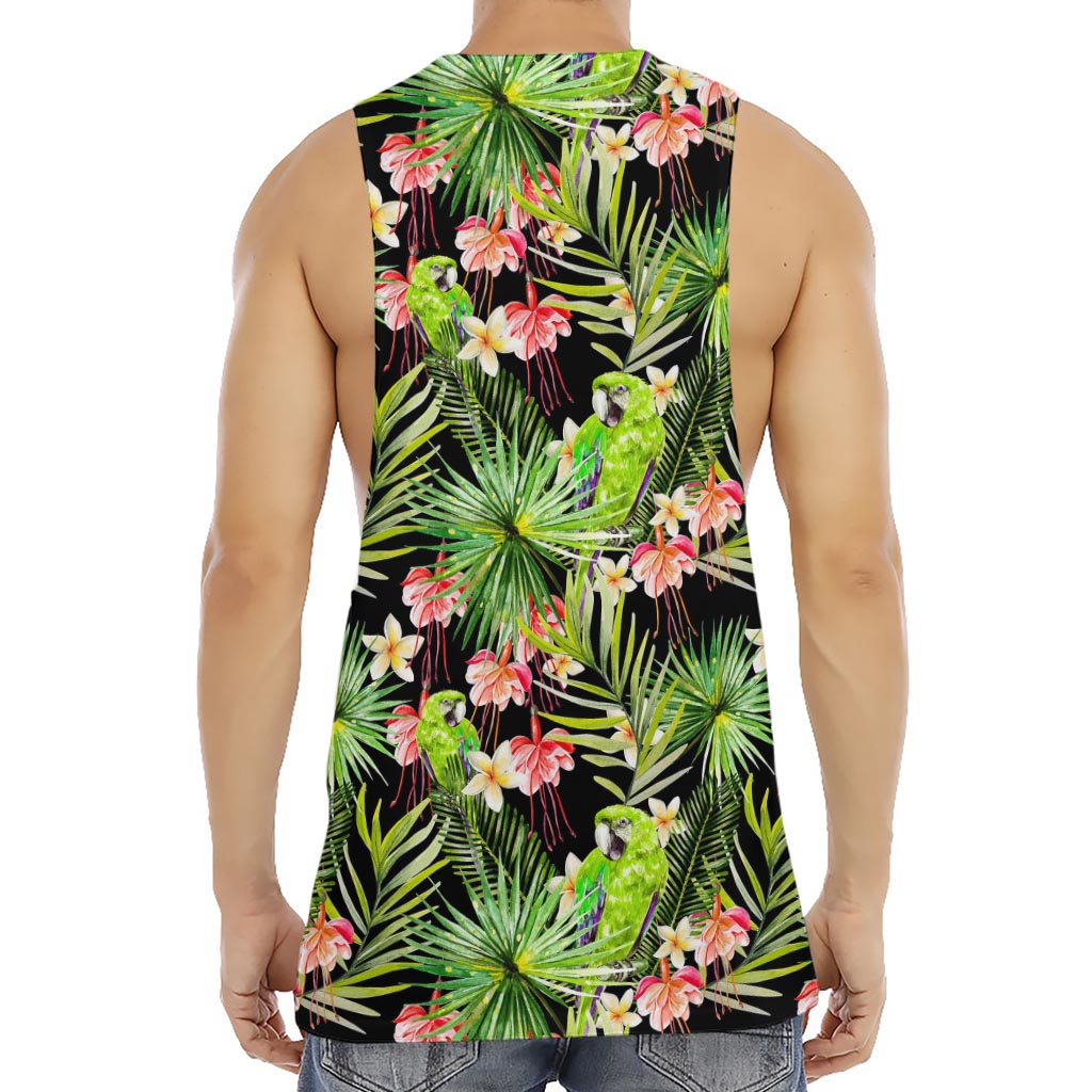 Tropical Hawaiian Parrot Pattern Print Men's Muscle Tank Top