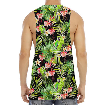 Tropical Hawaiian Parrot Pattern Print Men's Muscle Tank Top