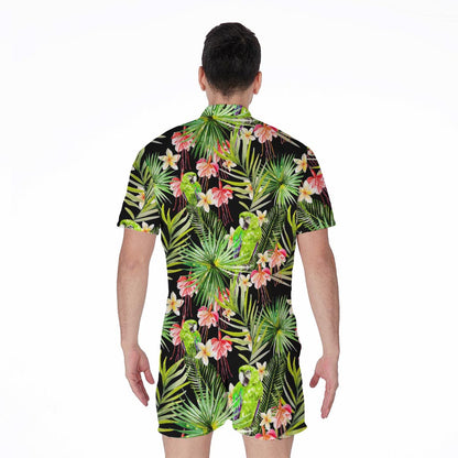 Tropical Hawaiian Parrot Pattern Print Men's Rompers