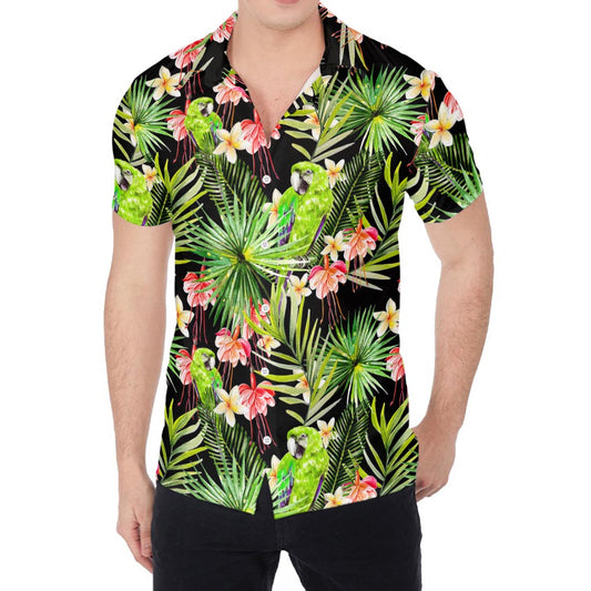 Tropical Hawaiian Parrot Pattern Print Men's Shirt