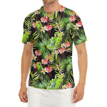 Tropical Hawaiian Parrot Pattern Print Men's Short Sleeve Rash Guard