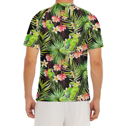 Tropical Hawaiian Parrot Pattern Print Men's Short Sleeve Rash Guard
