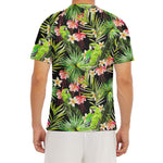 Tropical Hawaiian Parrot Pattern Print Men's Short Sleeve Rash Guard