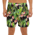 Tropical Hawaiian Parrot Pattern Print Men's Split Running Shorts