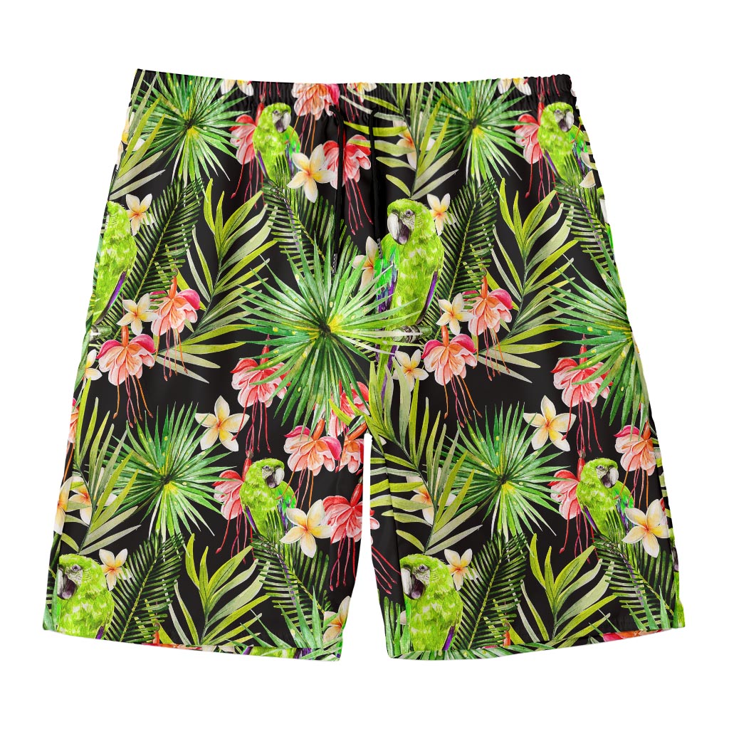 Tropical Hawaiian Parrot Pattern Print Men's Swim Trunks
