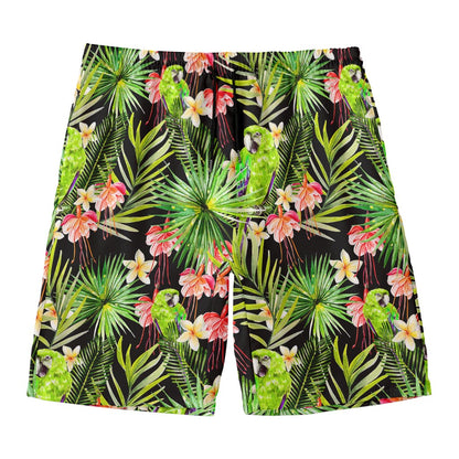 Tropical Hawaiian Parrot Pattern Print Men's Swim Trunks