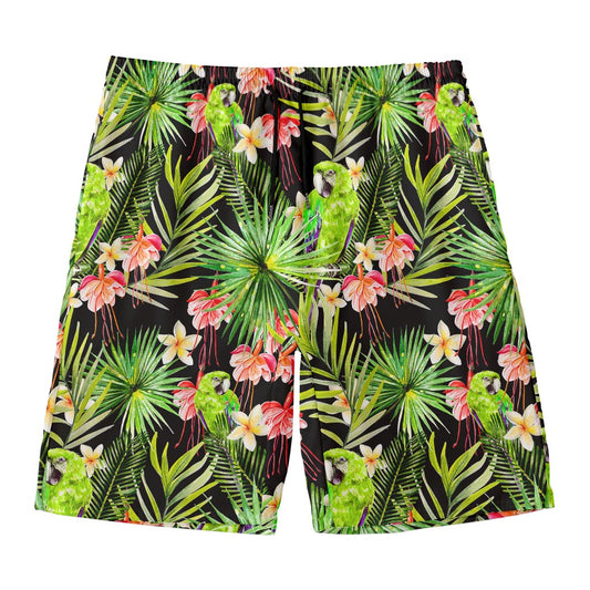 Tropical Hawaiian Parrot Pattern Print Men's Swim Trunks