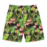 Tropical Hawaiian Parrot Pattern Print Men's Swim Trunks