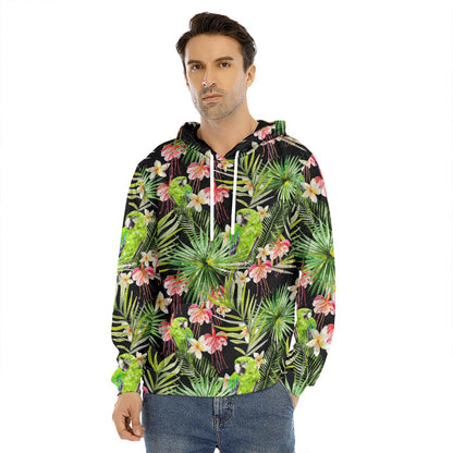 Tropical Hawaiian Parrot Pattern Print Men's Velvet Pullover Hoodie
