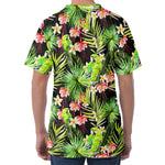 Tropical Hawaiian Parrot Pattern Print Men's Velvet T-Shirt