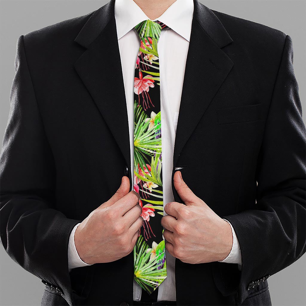 Tropical Hawaiian Parrot Pattern Print Necktie