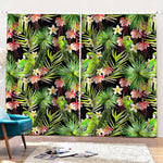 Tropical Hawaiian Parrot Pattern Print Pencil Pleat Curtains