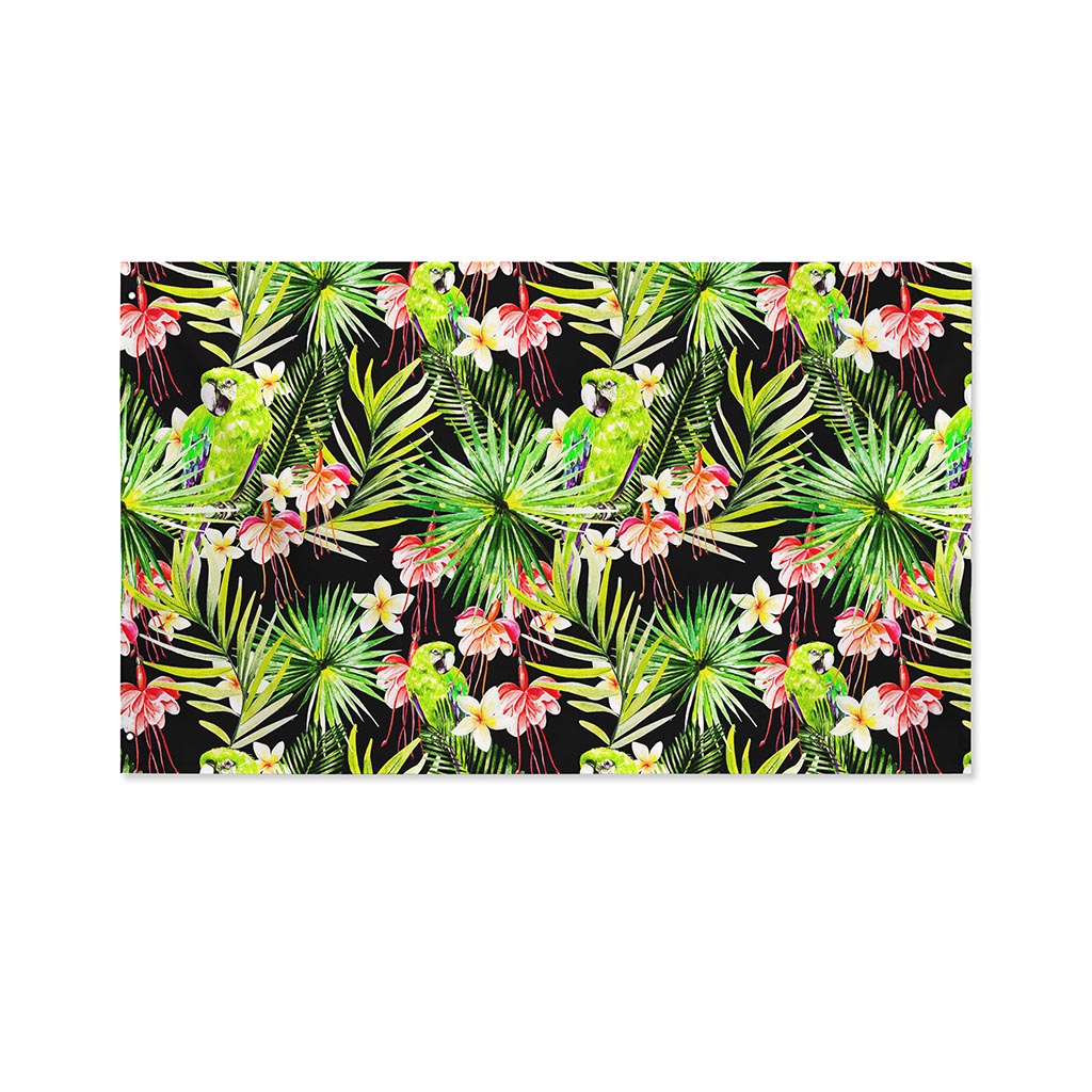 Tropical Hawaiian Parrot Pattern Print Polyester Flag