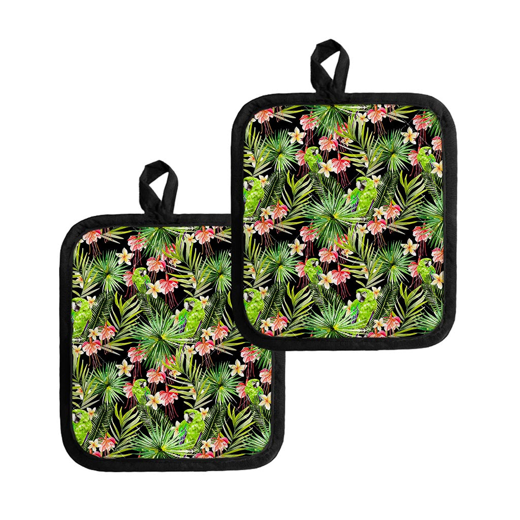 Tropical Hawaiian Parrot Pattern Print Pot Holders