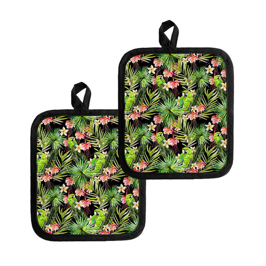 Tropical Hawaiian Parrot Pattern Print Pot Holders