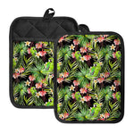 Tropical Hawaiian Parrot Pattern Print Pot Holders With Pocket