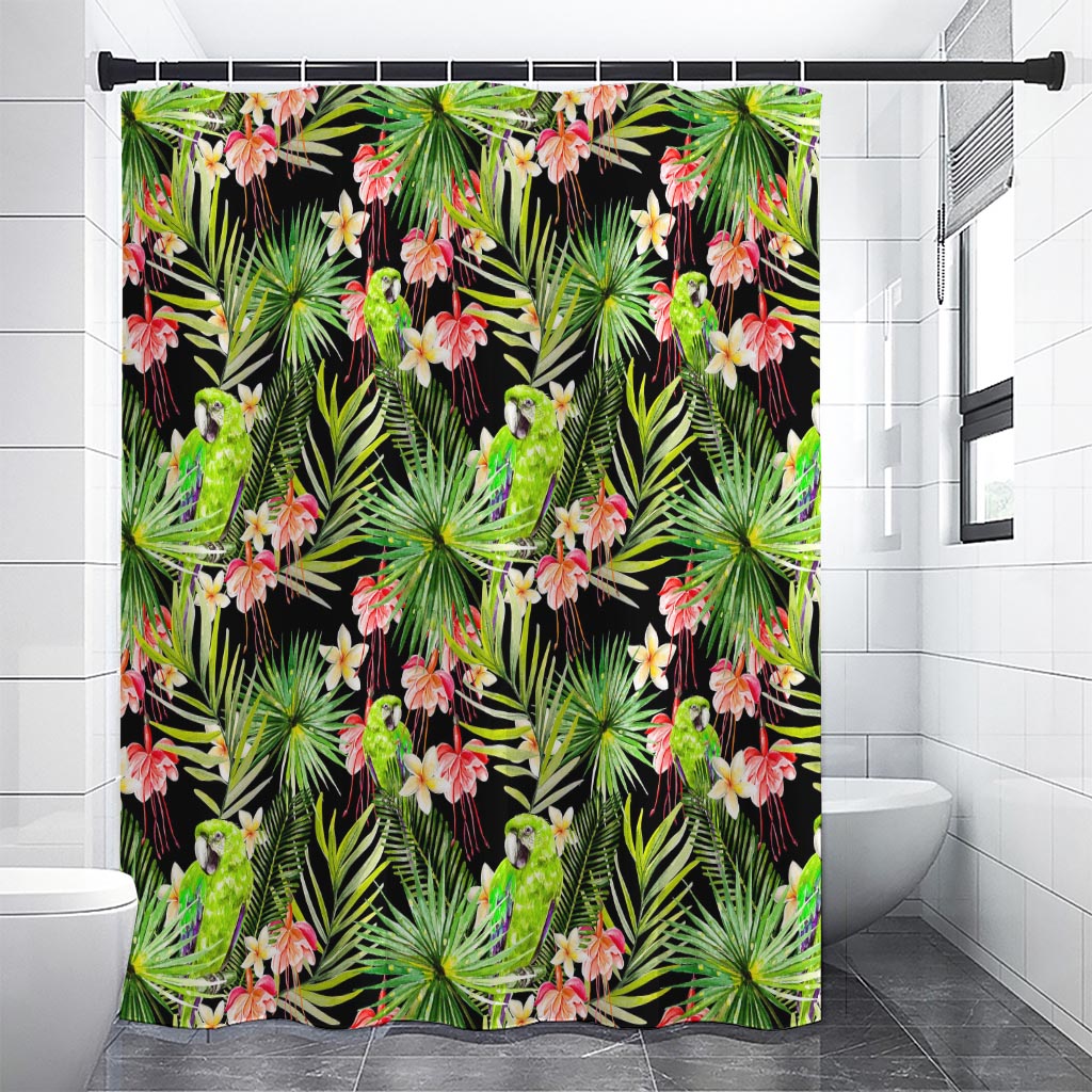 Tropical Hawaiian Parrot Pattern Print Premium Shower Curtain