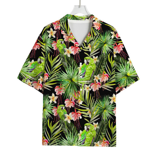 Tropical Hawaiian Parrot Pattern Print Rayon Hawaiian Shirt